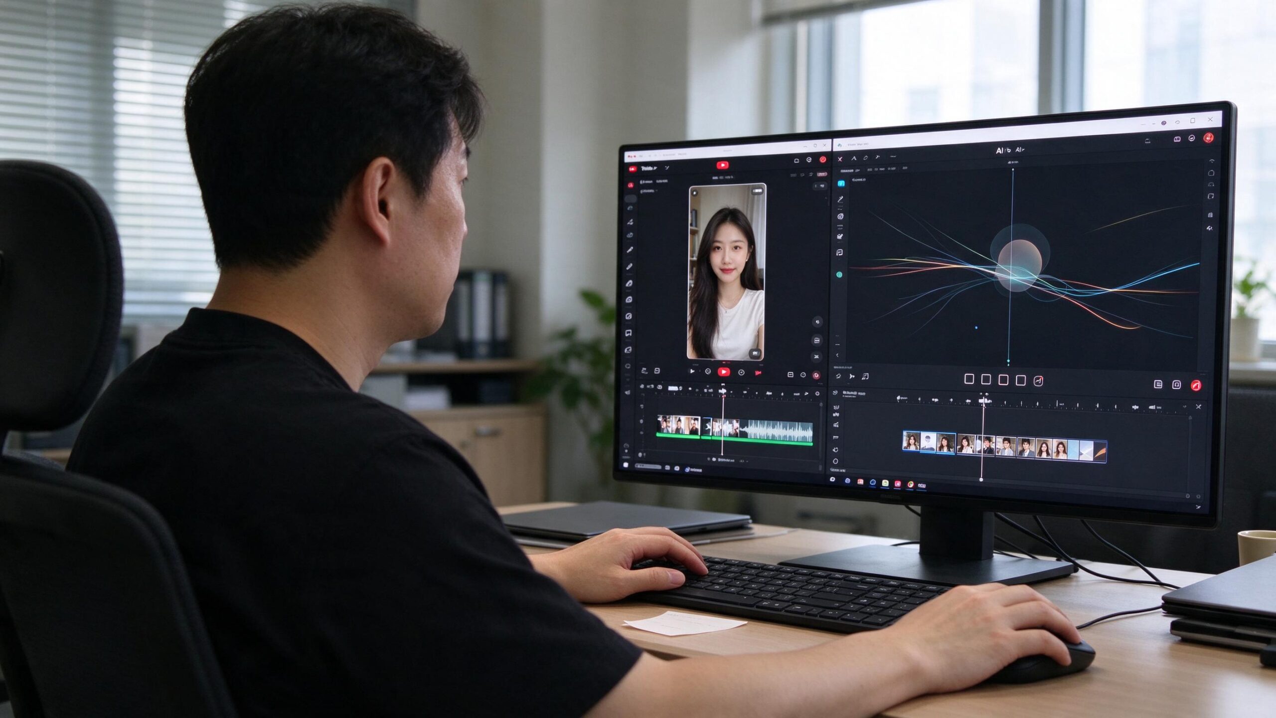 유튜브 쇼츠 AI 자동화 작업 화면